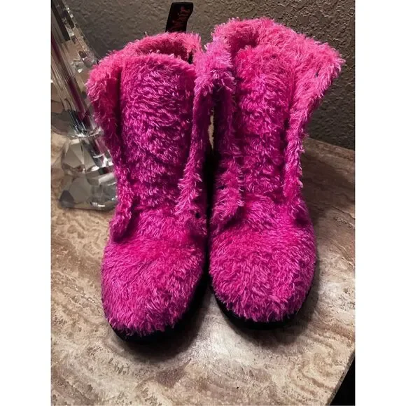 Dr. Martens 1460 Pascal Pink Fuzzy Sherpa Combat Boots Lux Borg size US 2 - Picture 2 of 7